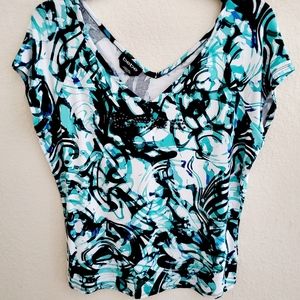 BEBE Rhinestone Logo Top